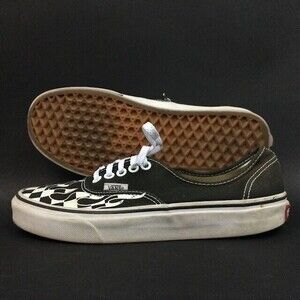 Vans OTW - Men Sz 7/Women Sz 8.5 - Black/White Checkered Flames Low Skate Shoes